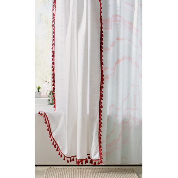 Angelia 100% Cotton Tassel Shower Curtain by Eider